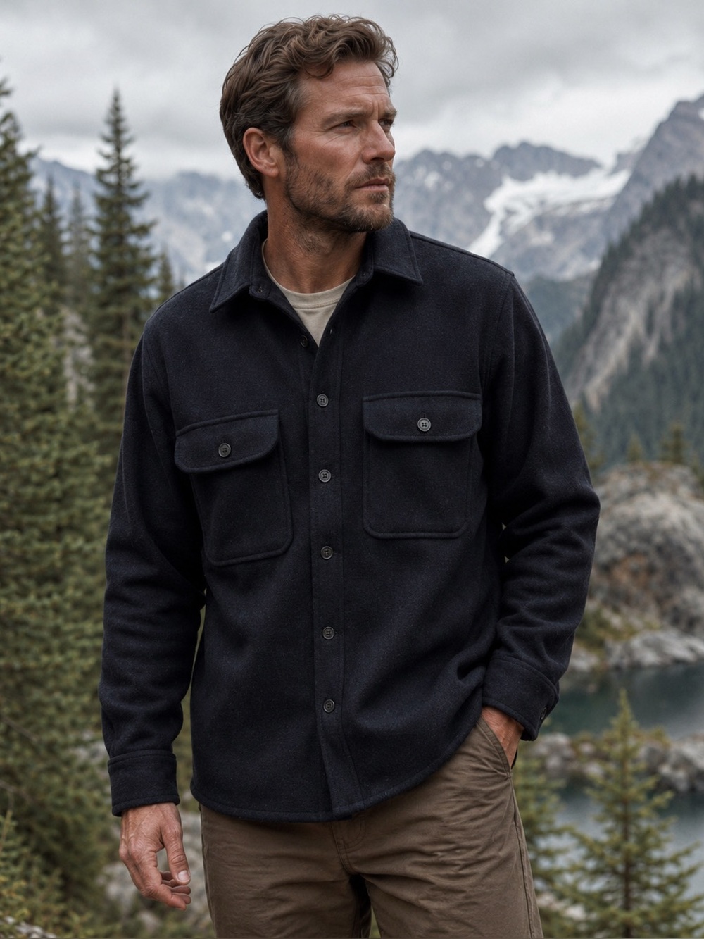 Authentic Filson CPO Navy Wool Jacket Shirt Men’s Sz L